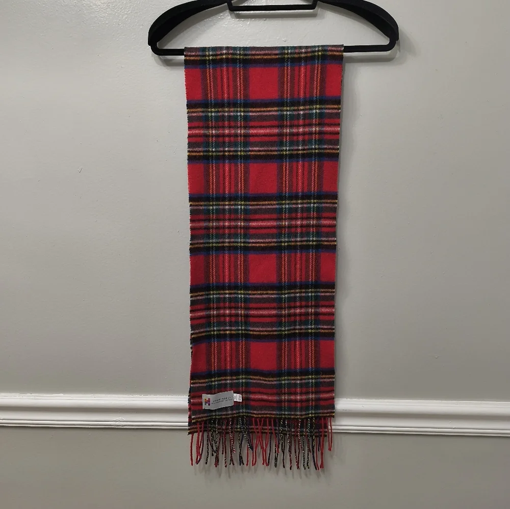 John Hanly Unisex 100% Lambs Wool Plaid Multicolor Scarf Made In Ireland Outdoor